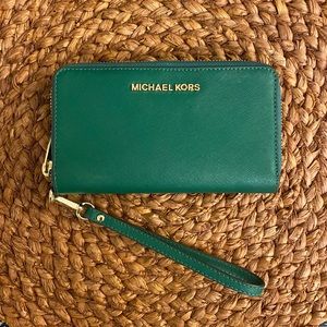 Michael Kors Wristlet- Hunter Green